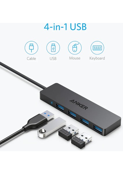 4-Port Ultra Slim USB 3.0 Hub - A7516 (Anker Türkiye Garantili)