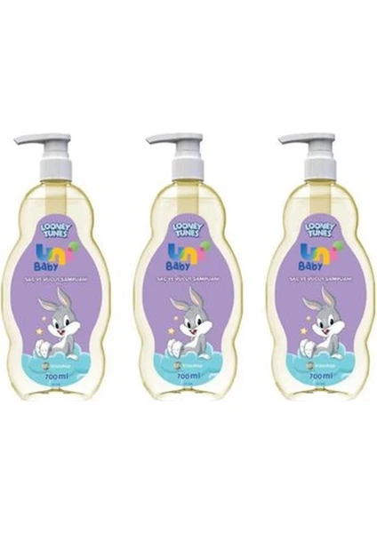 Uni Baby Boyasız Bebek Saç Şampuanı Looney Tunes 700 Ml X 3