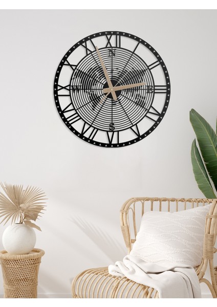 Dekoratif Metal Duvar Saati Pusula Temalı Dünya Haritası 45X45CM