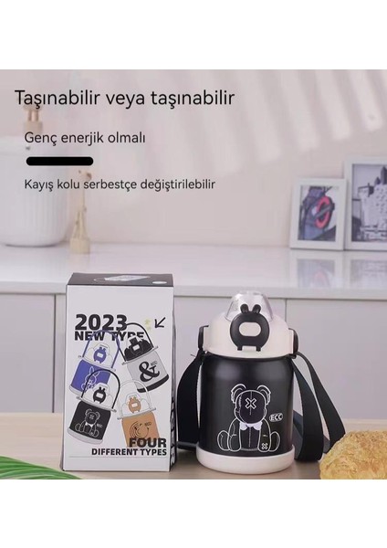 720ML Çocuk Paslanmaz Çelik Pipetli Vakum Bardağı (Yurt Dışından)