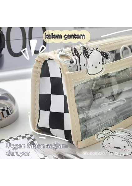 Şeffaf Dama Tahtası Büyük Kapasiteli Su Geçirmez Kırtasiye Çantası (Yurt Dışından) modelleri