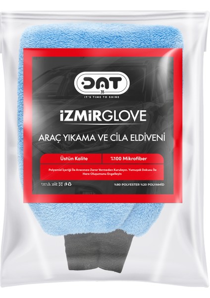 Izmirglove Mavi Mikrofiber Oto Yıkama ve Araç Pasta Cila Eldiveni Araba Temizlik Bezi