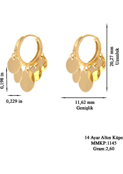 Kadın 14 Ayar Altın Sallantılı Halka KÜPE-MMKP1145