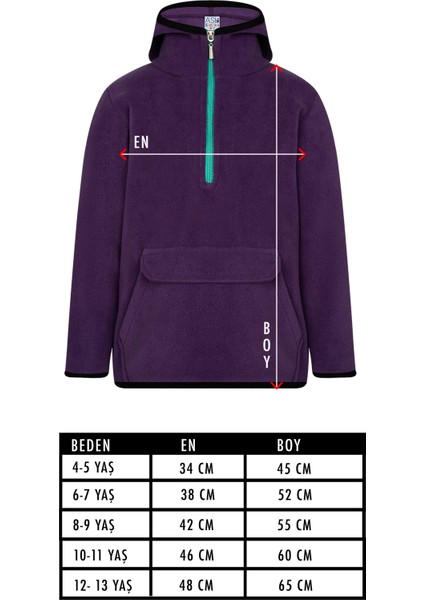 ASL Kids Colors Çocuk Polar Yarım Fermuarlı Kapşonlu Kanguru Cep Sweatshirt Lacivert Unisex