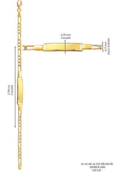 Çocuk 14 Ayar Altın Künye Bileklik