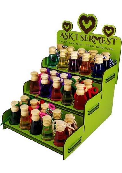 Aşk-I Sermest Yeşil Ahşap Standlı 90 Adet 12 ml Yasemin Araç Parfümü Oto Araba Kokusu fiyatları