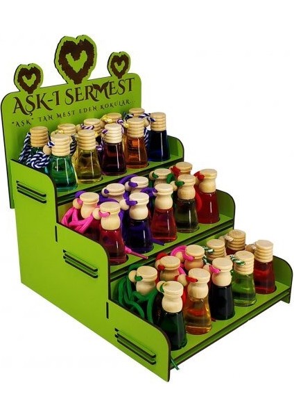 Aşk-I Sermest Yeşil Ahşap Standlı 60 Adet 12 ml Fresia & Magnolia Araç Parfümü Oto Araba Kokusu modelleri