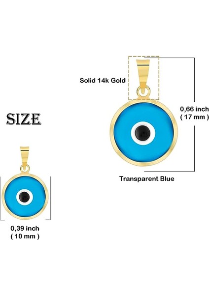 Moom Mücevherat Kadın 14 Ayar Altın Nazar Açık Yeşil Göz Kolye Ucu