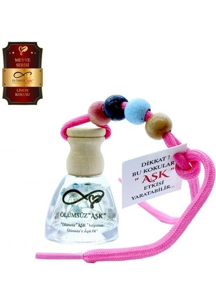 Ölümsüz Aşk Meyve Serisi Limon 5 Adet 10 ml Üçgen Şişe Oto Kokusu Araç Araba Parfümü
