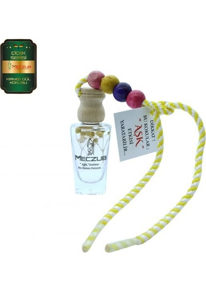 Meczub Çiçek Serisi Kırmızı Gül 10 Adet 12 ml Heybet Şişe Oto Kokusu Araç Araba Parfümü