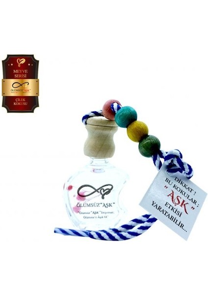 Ölümsüz Aşk Meyve Serisi Çilek 5 Adet 12 ml Elma Şişe Oto Kokusu Araç Araba Parfümü