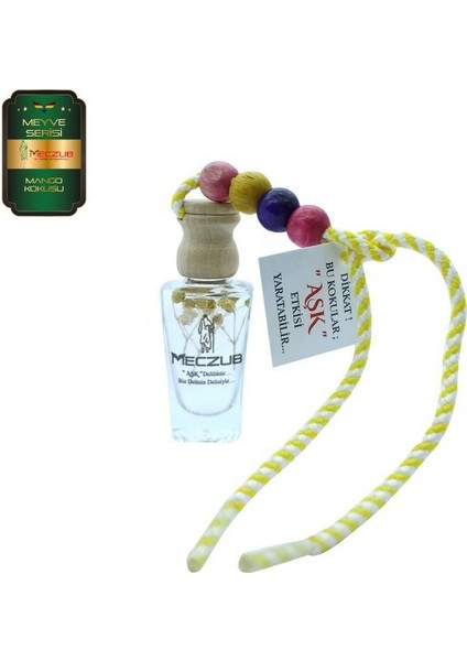 Meczub Meyve Serisi Mango 10 Adet 12 ml Heybet Şişe Oto Kokusu Araç Araba Parfümü