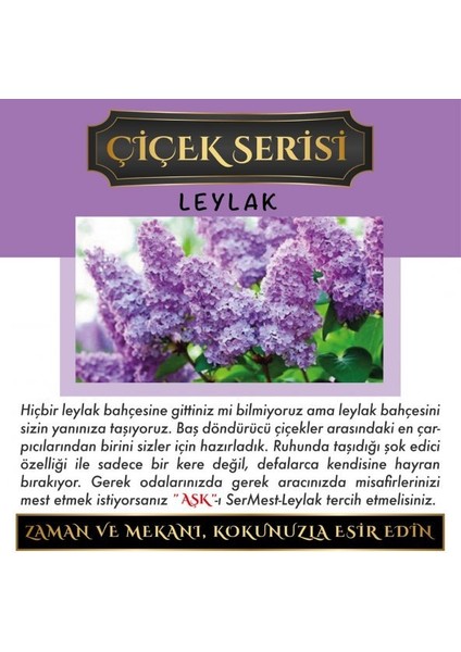 Ölümsüz Aşk Çiçek Serisi Leylak 10 Adet 10 ml Üçgen Şişe Oto Kokusu Araç Araba Parfümü