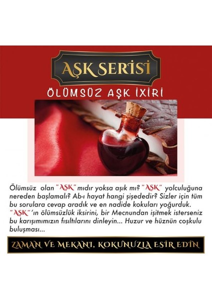 Ölümsüz Aşk Aşk Serisi Ölümsüz Aşk Ixiri 12 ml Elma Şişe Oto Kokusu Araç Araba Parfümü