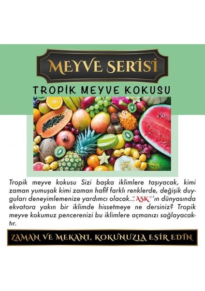 Ölümsüz Aşk Meyve Serisi Tropik Meyve 10 Adet 12 ml Heybet Şişe Oto Kokusu Araç Araba Parfümü fiyatları
