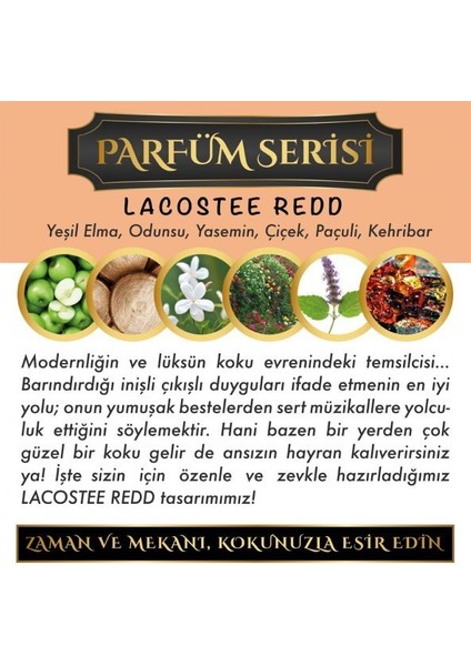 Ölümsüz Aşk Parfüm Serisi Lacostee Redd 10 Adet 10 ml Üçgen Şişe Oto Kokusu Araç Araba Parfümü