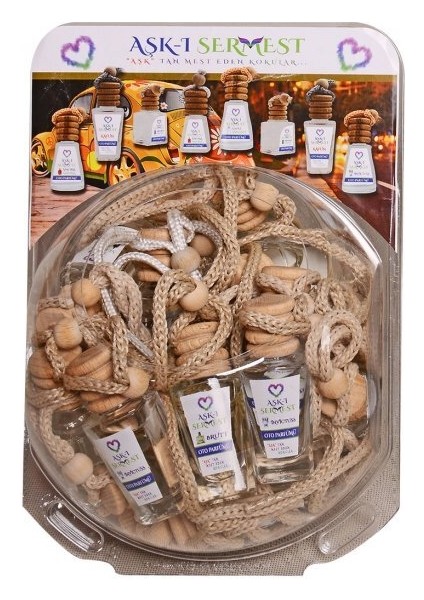 Aşk-I Sermest Fanus Standlı 30 Adet 12 ml Okyanus Esintisi Araç Parfümü Oto Araba Kokusu