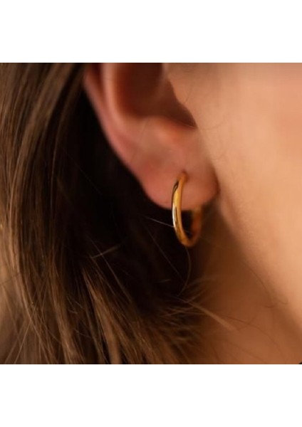 16 mm Cerrahi Çelik Gold Halka Küpe