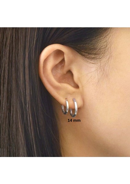 14 mm Cerrahi Çelik Halka Küpe Gümüş Renkli fiyatları