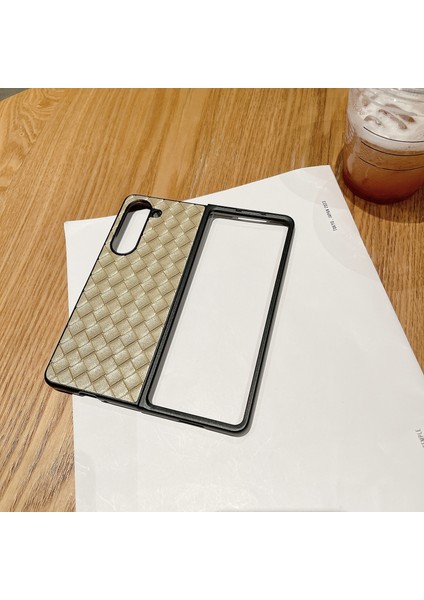 Samsung Galaxy Z Fold5 5g Için Dokuma Doku Telefon Kılıfı - Altın (Yurt Dışından) fırsatları