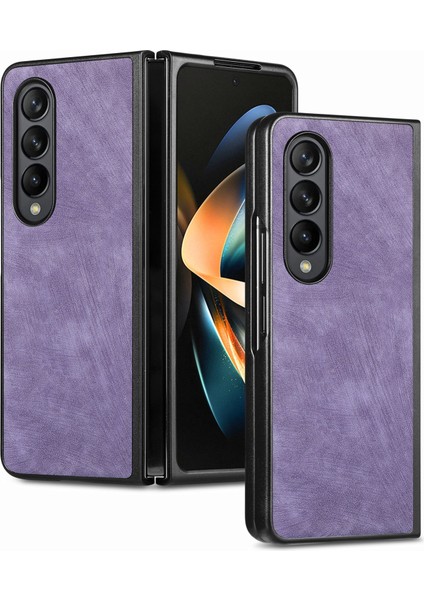 Samsung Galaxy Z Fold4 Için Pu Telefon Kılıfı - Mor (Yurt Dışından)