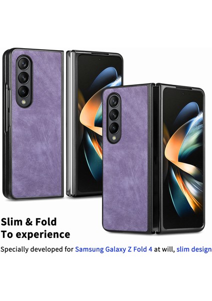 Samsung Galaxy Z Fold4 Için Pu Telefon Kılıfı - Mor (Yurt Dışından)