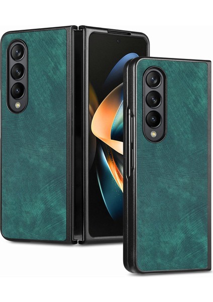 Samsung Galaxy Z Fold4 Için Pu Telefon Kılıfı - Yeşil (Yurt Dışından)