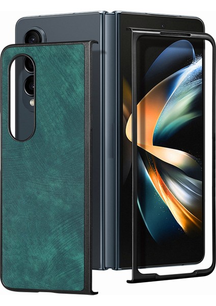 Samsung Galaxy Z Fold4 Için Pu Telefon Kılıfı - Yeşil (Yurt Dışından)