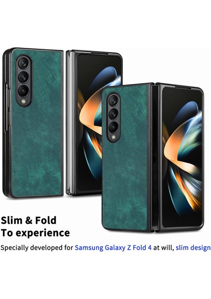 Samsung Galaxy Z Fold4 Için Pu Telefon Kılıfı - Yeşil (Yurt Dışından)