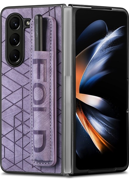 Samsung Galaxy Z Fold5 Için Deri Pc Telefon Kılıfı - Mor (Yurt Dışından)