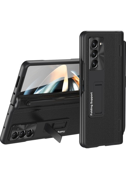 Samsung Galaxy Z Fold5 5g Için Katlanır Deri Telefon Kılıf - Siyah (Yurt Dışından)