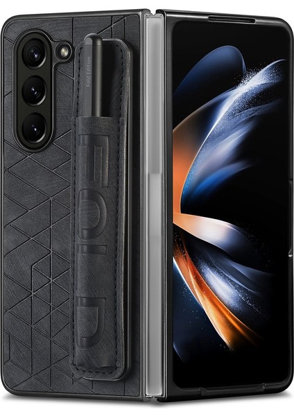 Samsung Galaxy Z Fold5 Için Deri Pc Telefon Kılıfı - Siyah (Yurt Dışından)