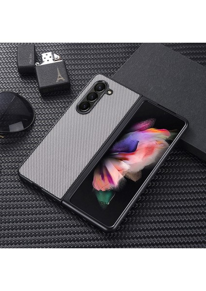 Samsung Galaxy Z Fold5 Için Naylon Bez Doku Telefon Kılıfı - Gri (Yurt Dışından)