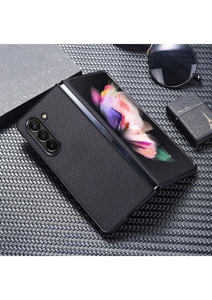 Samsung Galaxy Z Fold5 Için Naylon Bez Doku Telefon Kılıfı - Gri (Yurt Dışından) modelleri