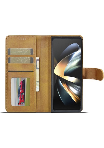 Lc.imeeke Samsung Galaxy Z Fold5 5g Için Deri Telefon Kılıfı - Kahverengi (Yurt Dışından)