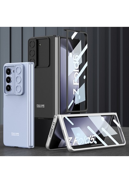 Samsung Galaxy Z Fold5 Için Sürgülü Telefon Kılıfı - Açık Mavi (Yurt Dışından)