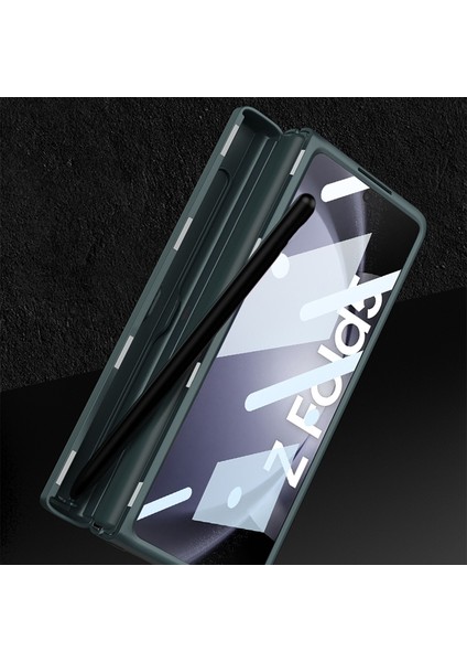 Samsung Galaxy Z Fold5 Için Kalem Yuvalı Pu Telefon Kılıfı - Yeşil (Yurt Dışından)