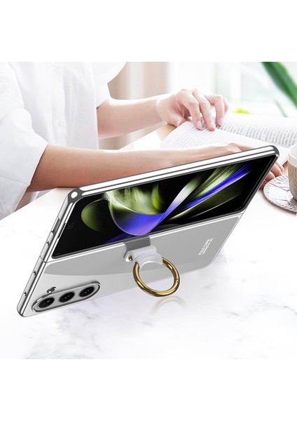 Samsung Galaxy Z Fold5 Için Yüzük ile Telefon Kılıfı - Altın (Yurt Dışından)