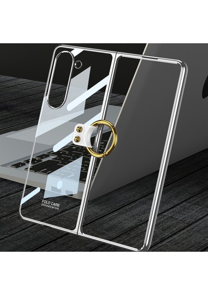 Samsung Galaxy Z Fold5 Için Yüzük ile Telefon Kılıfı - Altın (Yurt Dışından)