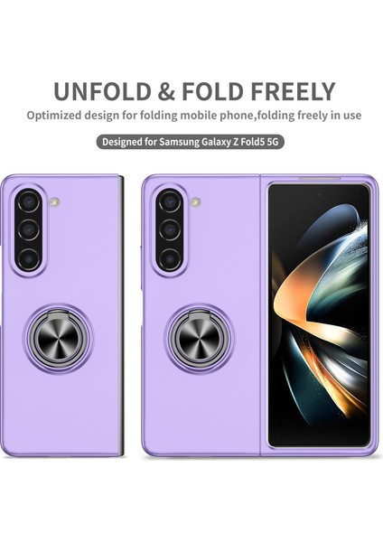 Yue Store Samsung Galaxy Z Fold5 5g Için Zırh Yüzük Tutucu Telefon Kılıfı - Mor (Yurt Dışından)