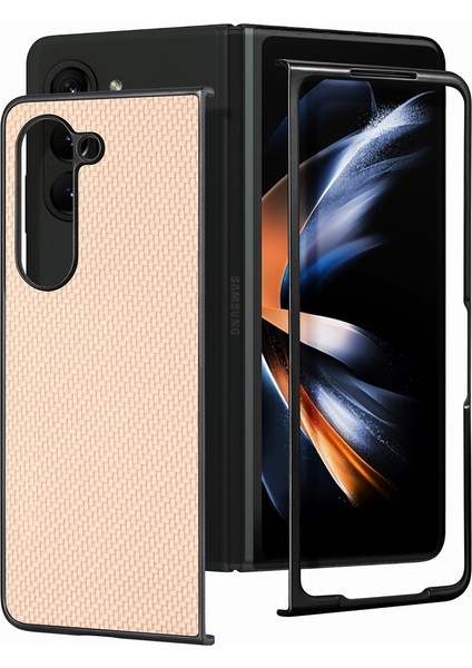 Samsung Galaxy Z Fold5 Için Deri Pc Telefon Kılıfı - Haki (Yurt Dışından)