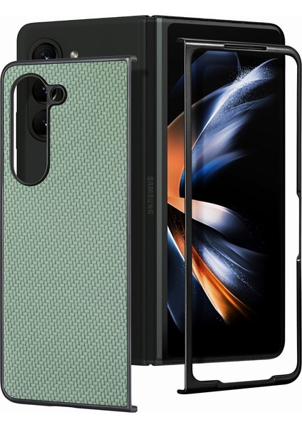 Samsung Galaxy Z Fold5 Için Deri Pc Telefon Kılıfı - Yeşil (Yurt Dışından)