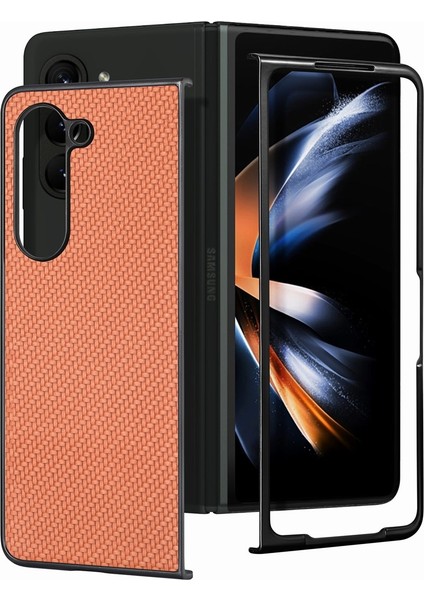 Samsung Galaxy Z Fold5 Için Deri Pc Telefon Kılıfı - Kahverengi (Yurt Dışından)