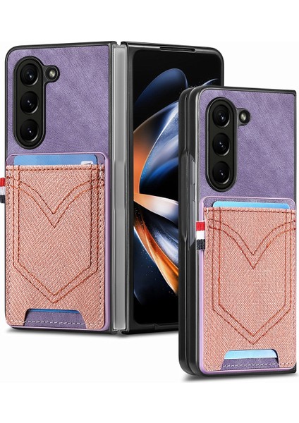 Samsung Galaxy Z Fold5 Için Deri Pc Telefon Kılıfı - Mor (Yurt Dışından)