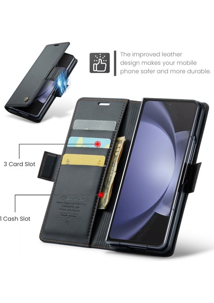 Caseme Samsung Galaxy Z Fold5 Için Rfıd Pu Telefon Kılıfı - Siyah (Yurt Dışından)