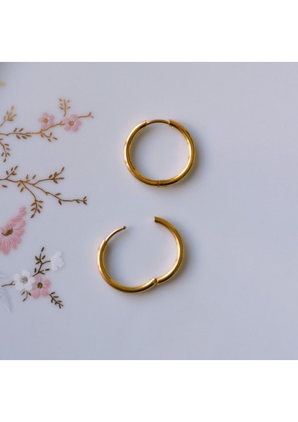 16 mm Cerrahi Çelik Gold Halka Küpe modelleri