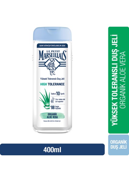 Yüksek Toleranslı Nemlendirici Duş Jeli Organik Aloe Vera 400 ml