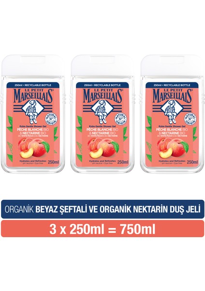 Le Petit Marseillais Beyaz Şeftali ve Nektarin Duş Jeli 250 ml x 3 Adet