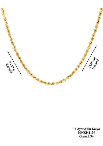 Kadın 14 Ayar Altın Halat Zincir modelleri