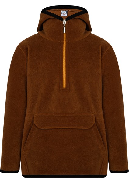 Çocuk Polar Yarım Fermuarlı Kapşonlu Kanguru Cep Sweatshirt Lacivert Unisex